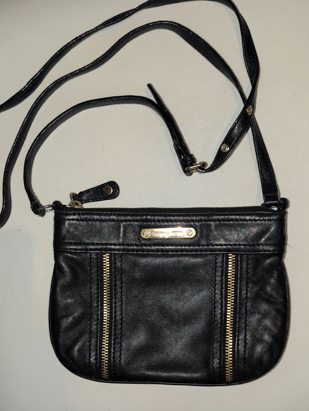 Michael Kors Black Leather Crossbody with Gold Hardware